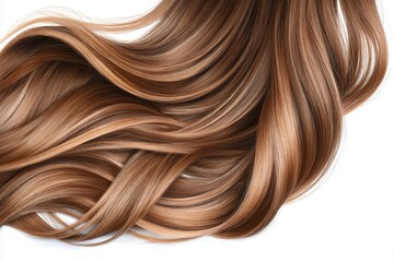 Fototapeta premium Brown hair of a woman isolated on white background. Generative Ai