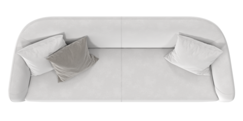 white velvet sofa top view isolated.
