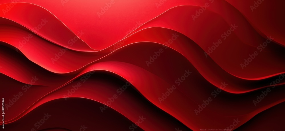 Poster red abstract wave patterns creating dynamic visual depth and texture