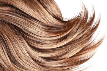 Fototapeta premium Brown hair of a woman isolated on white background. Generative Ai