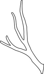 Dead branches outline.
Old dry, bare tree branches coloring page Isolated. 
Sketch hand drawn. 
Transparent background, SVG file.
