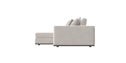 white modular sofa side view isolated.
