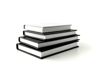 Stack of books neatly arranged on a white background - ideal for professional design projects related to education, knowledge, research, or literary themes.