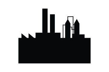Obraz premium Black industrial building and factory silhouette icon