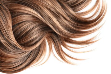 Fototapeta premium Brown hair of a woman isolated on white background. Generative Ai