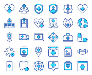 Digital Health and Medical Line Icons Set - Telemedicine, Healthcare, and Modern Medicine Outline Vector