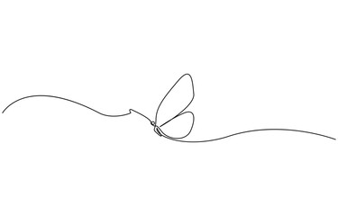 Obraz premium Continuous one line art drawing of butterfly design, for Beauty Logo Design. Editable Stroke. Insect Flying Simple Doodle Vector Illustration.