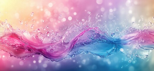 Colorful water splash with vibrant pink and blue hues creating a dynamic visual effect