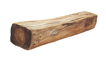 Fototapeta premium Natural wooden log with unique textures and patterns, isolated on a white background for decorative or design use.