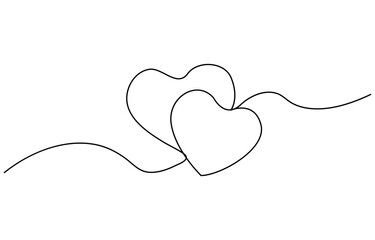 Heart continuous one line art drawing color shape Love sign,  love and romance. Vector illustration.