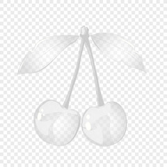 Glass transparent cherry. For sticker and t shirt design, posters, logos, labels, banners, stickers, product packaging design, etc