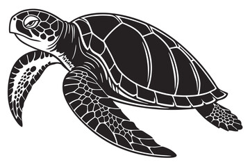 Obraz premium Sea turtle illustration graphic underwater animal marine life reptile black and white