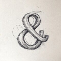 Pencil sketchy ampersand isolated on white background