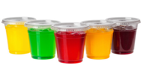 Assortment of vibrant and refreshing drinks isolated on white background