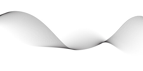 Generate an abstract design featuring thin, wavy black lines on a clean white background. The lines should flow smoothly and organically, creating a sense of movement and subtle texture,