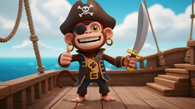 Cartoon monkey pirate character