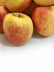 Ripe apples on a white background. Background with ripe apples