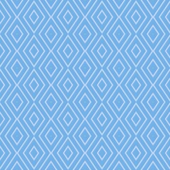 geometric illustration of outlined diamonds arranged in a regular grid on solid blue background, seamless repeating design