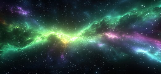 Obraz premium Vibrant cosmic nebula with colorful gases and stars in deep space