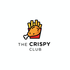 The Crispy Club Logo – Fried Chicken and Fries Logo for Fast Food Brand or Foodie Club

