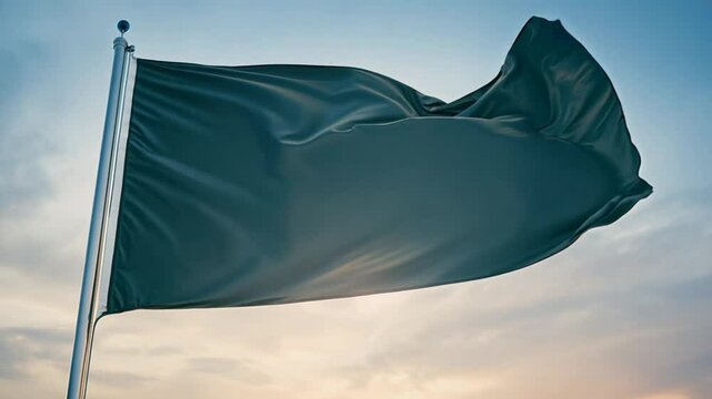 Dark teal flag in breeze