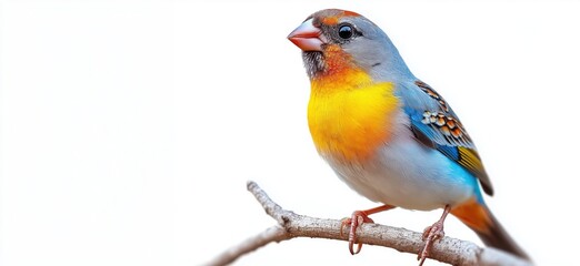 Colorful bird perched on branch showcasing vibrant plumage and intricate details