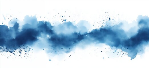 Blue watercolor abstract background with splashes and soft edges for design