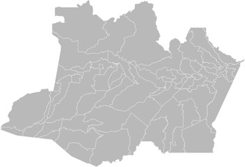 Fototapeta premium Amazonas, Brazil – administrative vector map with municipality boundaries (Web Mercator projection, PPT-compatible & fully editable)
