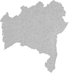 Bahia, Brazil – administrative vector map with municipality boundaries (Web Mercator projection, PPT-compatible & fully editable)