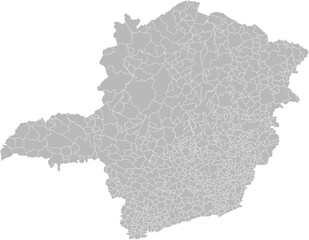 Minas Gerais, Brazil – administrative vector map with municipality boundaries (Web Mercator projection, PPT-compatible & fully editable)