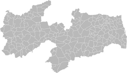 Paraiba, Brazil – administrative vector map with municipality boundaries (Web Mercator projection, PPT-compatible & fully editable)