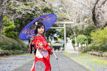 七五三7歳着物のかわいい女の子