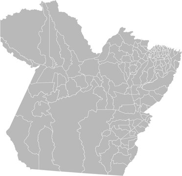 Para, Brazil &ndash; administrative vector map with municipality boundaries (Web Mercator projection, PPT-compatible & fully editable)