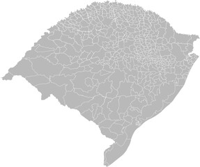 Rio Grande do Sul, Brazil – administrative vector map with municipality boundaries (Web Mercator projection, PPT-compatible & fully editable)