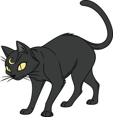 Elegant black cat vector silhouette illustration