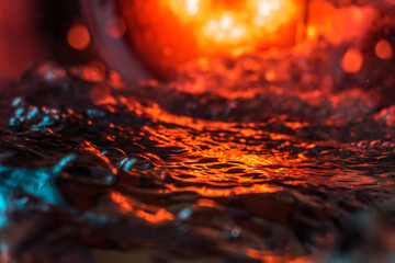 imitation of the sea in the lava of a volcano, the texture of the water rumbles chaos with bubbles...