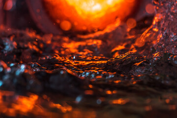 imitation of the sea in the lava of a volcano, the texture of the water rumbles chaos with bubbles...