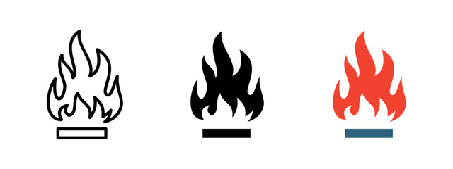 Stove flaming icon. Gas stove burner with rising flame vector illustration. Symbol of heat, combustion and kitchen appliance. Cooking energy and ignition safety sign. Gas heating pictogram.