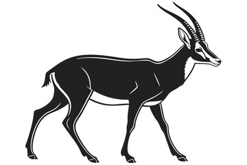 Obraz premium Sable antelope standing gracefully black and white vector illustration graphic art