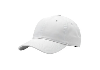 Fototapeta premium Clean White Baseball Cap, Blank Cotton Dad Hat, Adjustable Sportswear Accessory, Casual Headwear for Custom Branding and Everyday Style