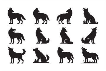 Majestic Wolf Silhouettes with Howling and Headshots for Wilderness and Animal Designs