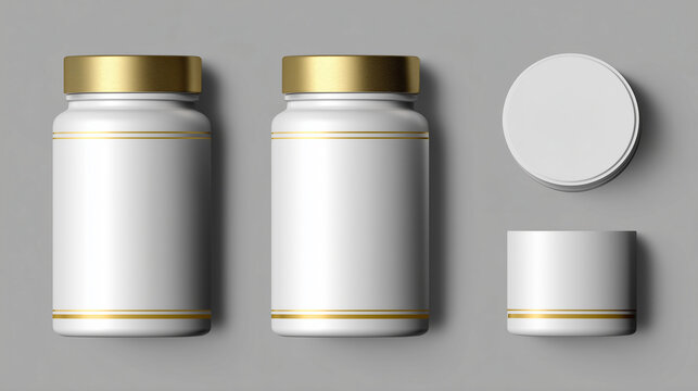 3D mockup of pill container with luxury label style