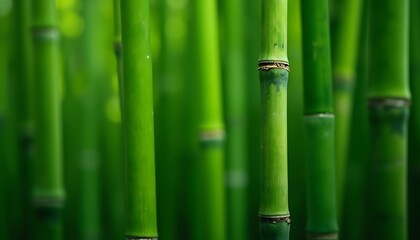 Green Bamboo Forest Close Up