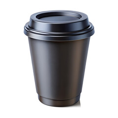 Black Thermal Coffee Cup with Removable Lid isolated on transparent background