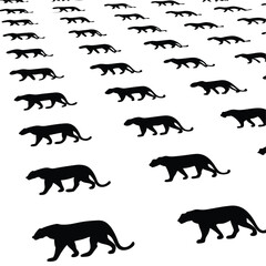 Black panther silhouettes seamless pattern minimalist design on white background vector