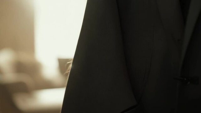 Man formal suit jacket closeup
