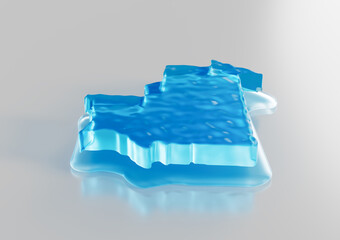 Water Ice Map Of Mauritania Global Warming Melting Glacier In Deep Ocean Blue Water 3d Illustration
