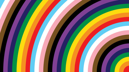 Obraz premium Pride Background with LGBTQ Inclusive Pride Flag Colours. Rainbow Stripes Wallpaper for LGBT Pride Month. Vector Illustration. 