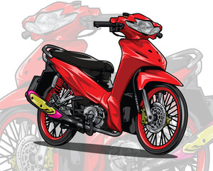 Motorcycle Drawing Vector Illustration White Background
