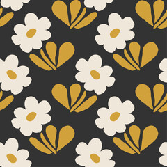 Trendy minimalist seamless botanical pattern with abstract creative hand drawn composition